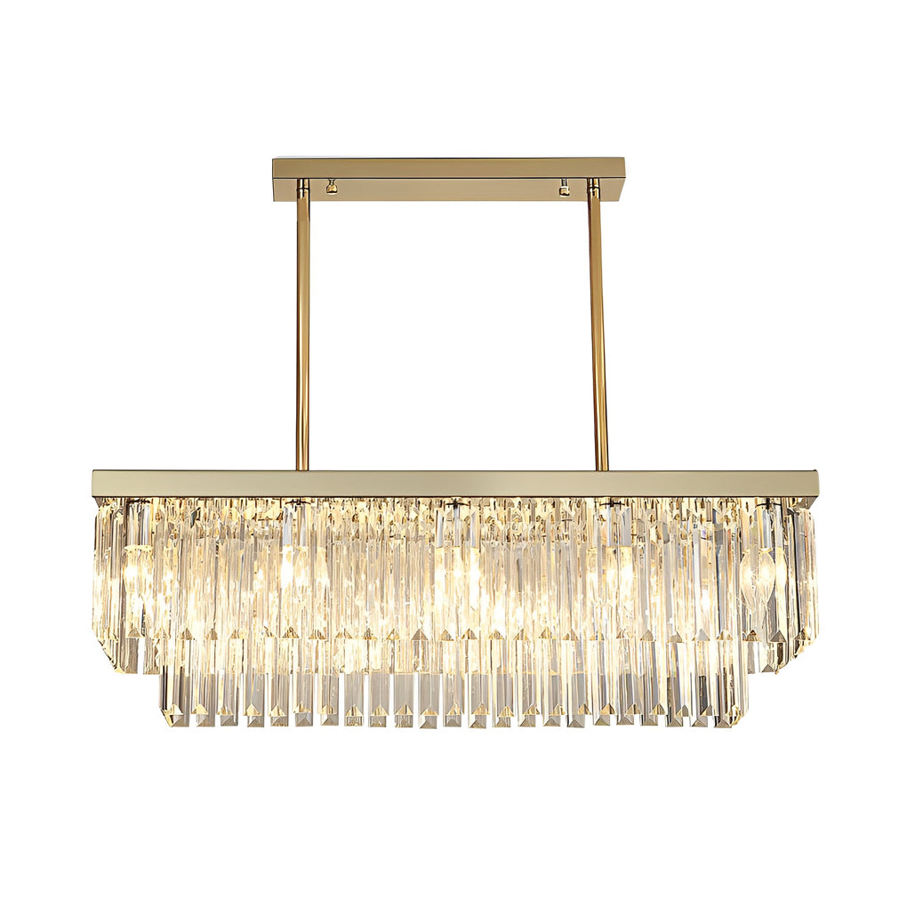 Rectangular Crystal Chandelier with Three-Step Dimming LED