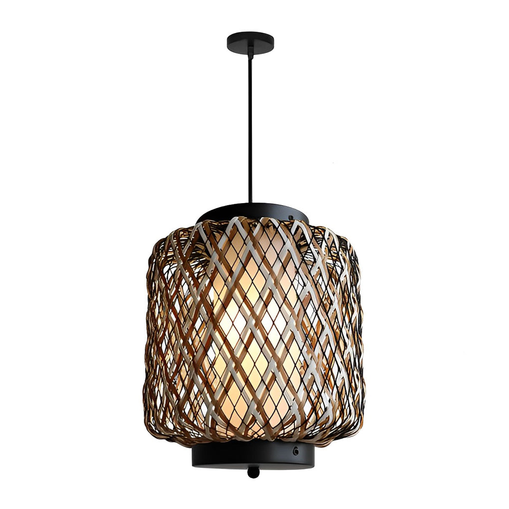 Handwoven Rattan Outdoor Pendant Light – Rustic Modern Waterproof