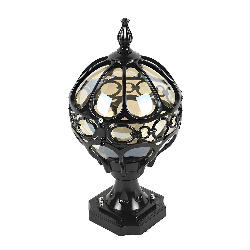 Round Globe Outdoor Post Light – Modern Waterproof Fence Pillar Lamp
