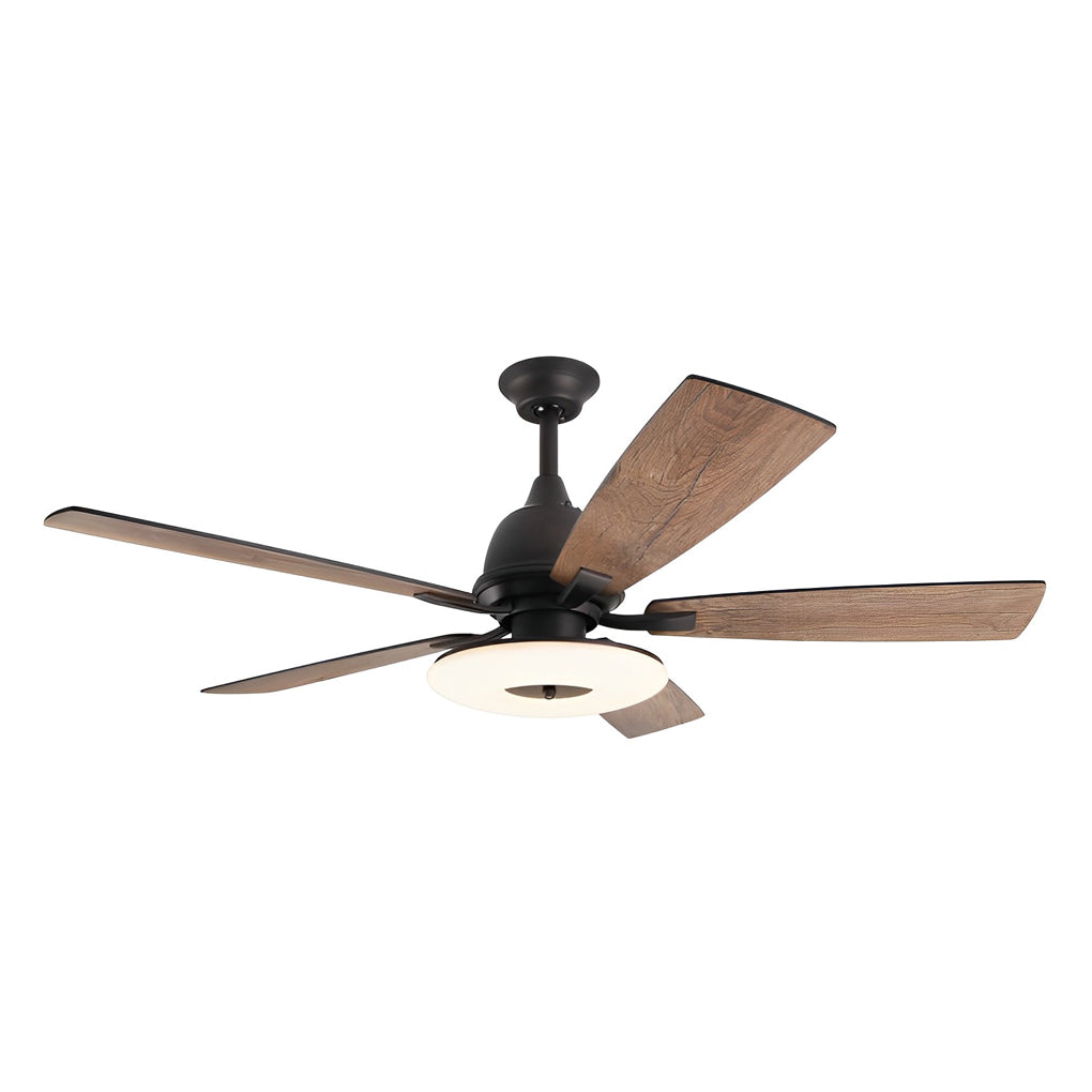 52" Modern Wood Blade Ceiling Fan with Dimmable LED & Remote