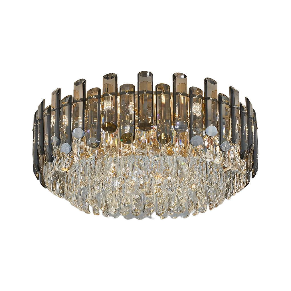 Round Crystal Flush Mount Ceiling Light with 3-Step Dimming
