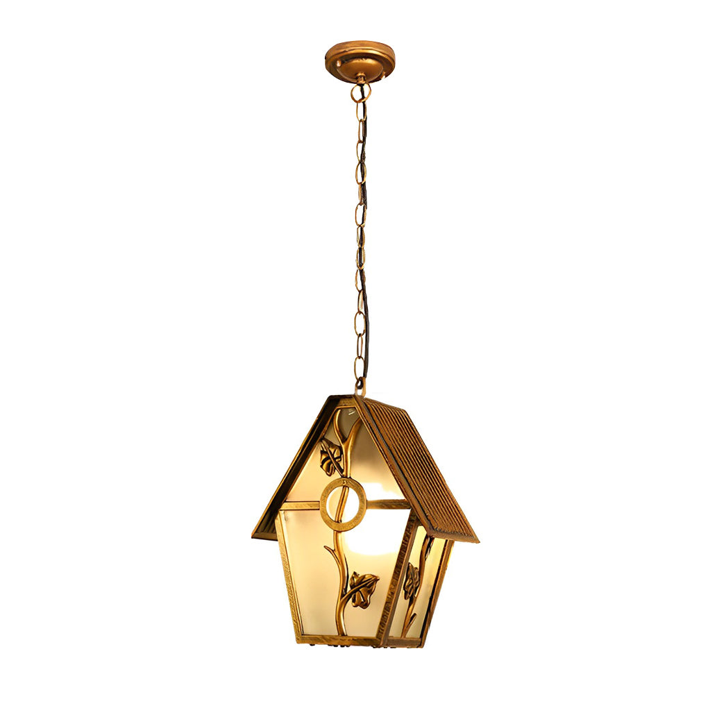 Modern Glass Outdoor Pendant Light - Weatherproof Aluminum Bronze