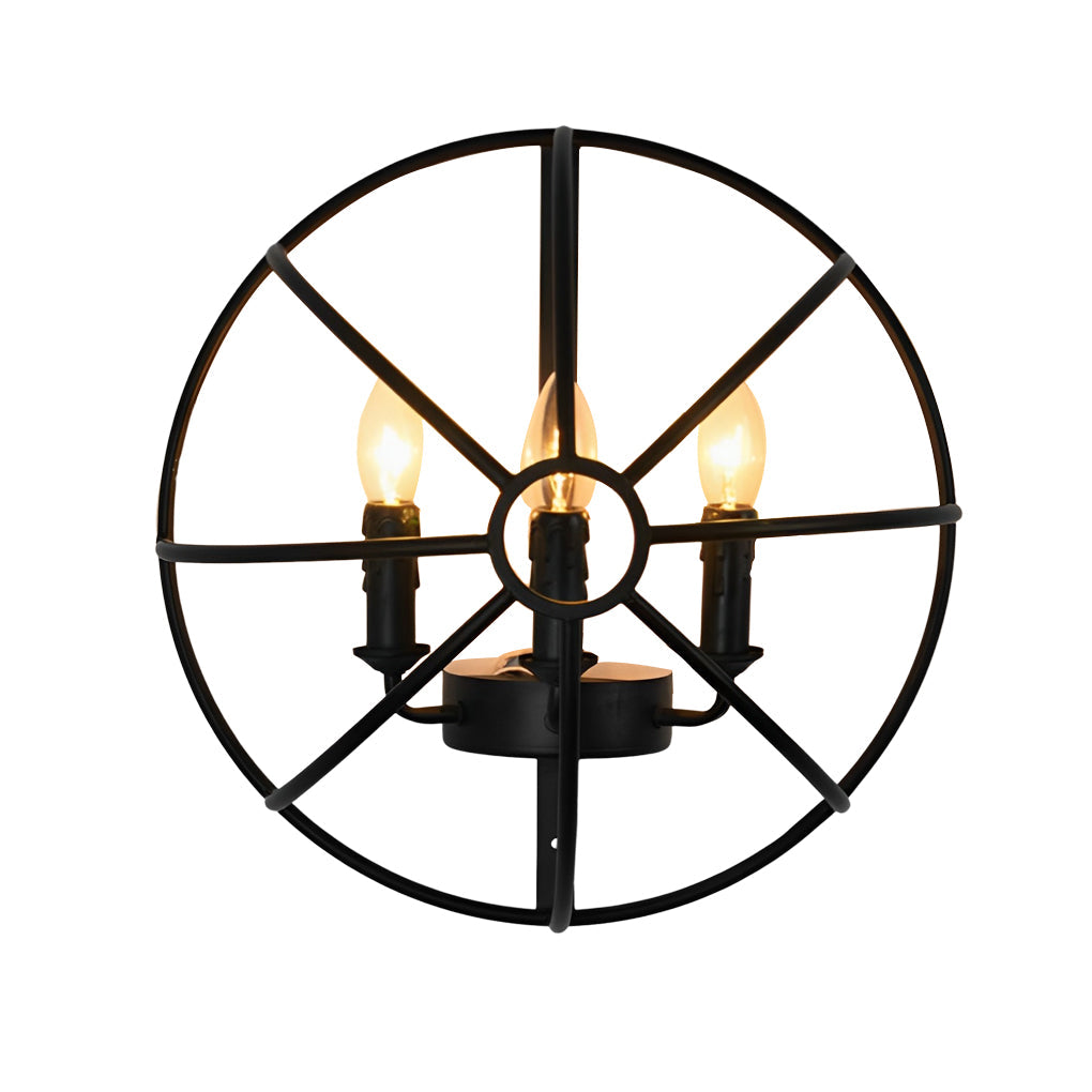 Hemispherical Iron Wall Sconce Black Retro Industrial Light Fixture
