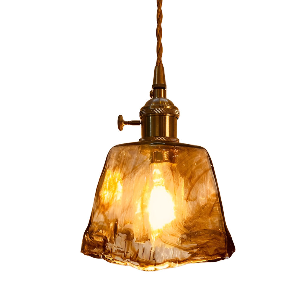 Modern Glass Pendant Light with Electroplated Metal Finish