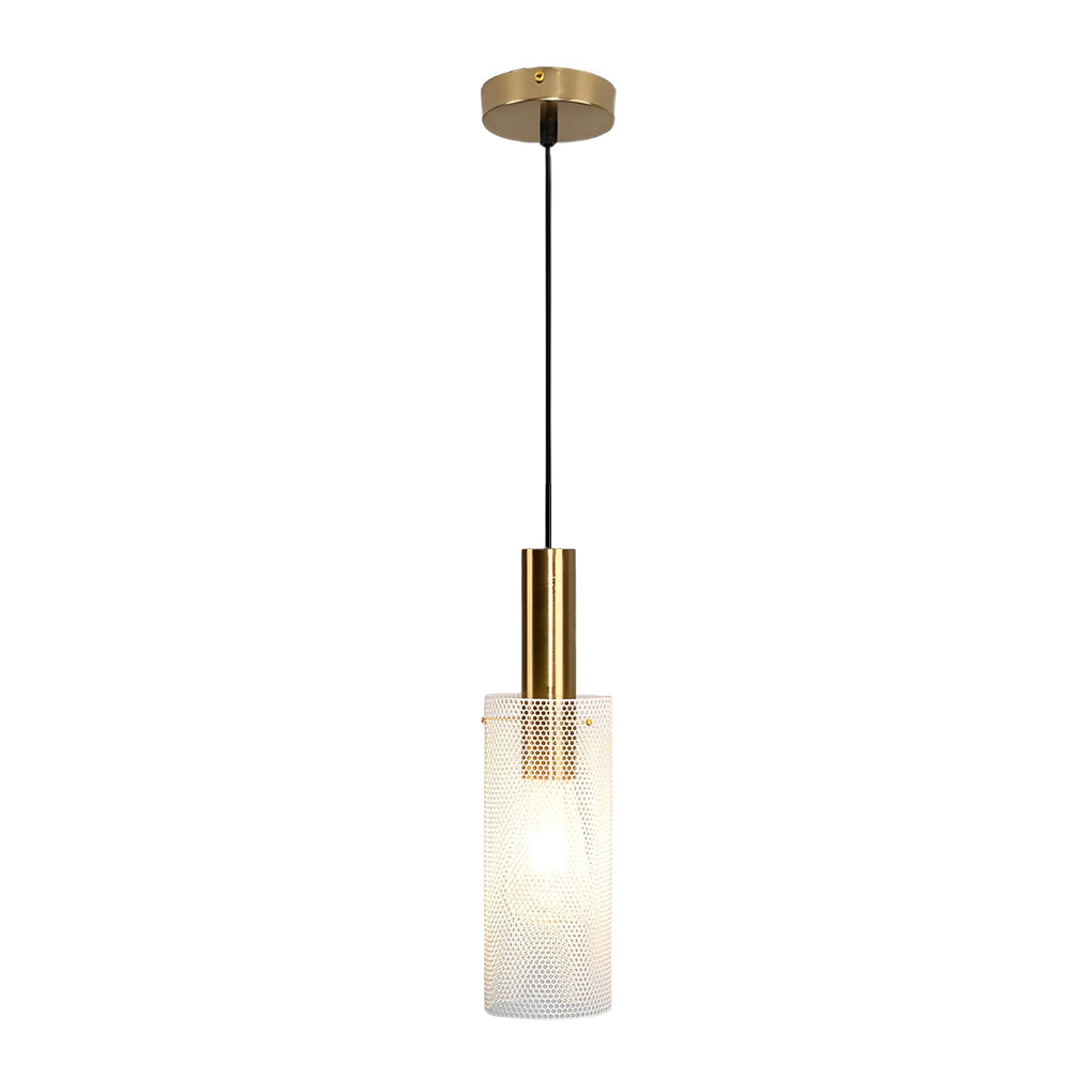 Modern Iron Grid Pendant Light - Cylindrical Minimalist Ceiling Lamp