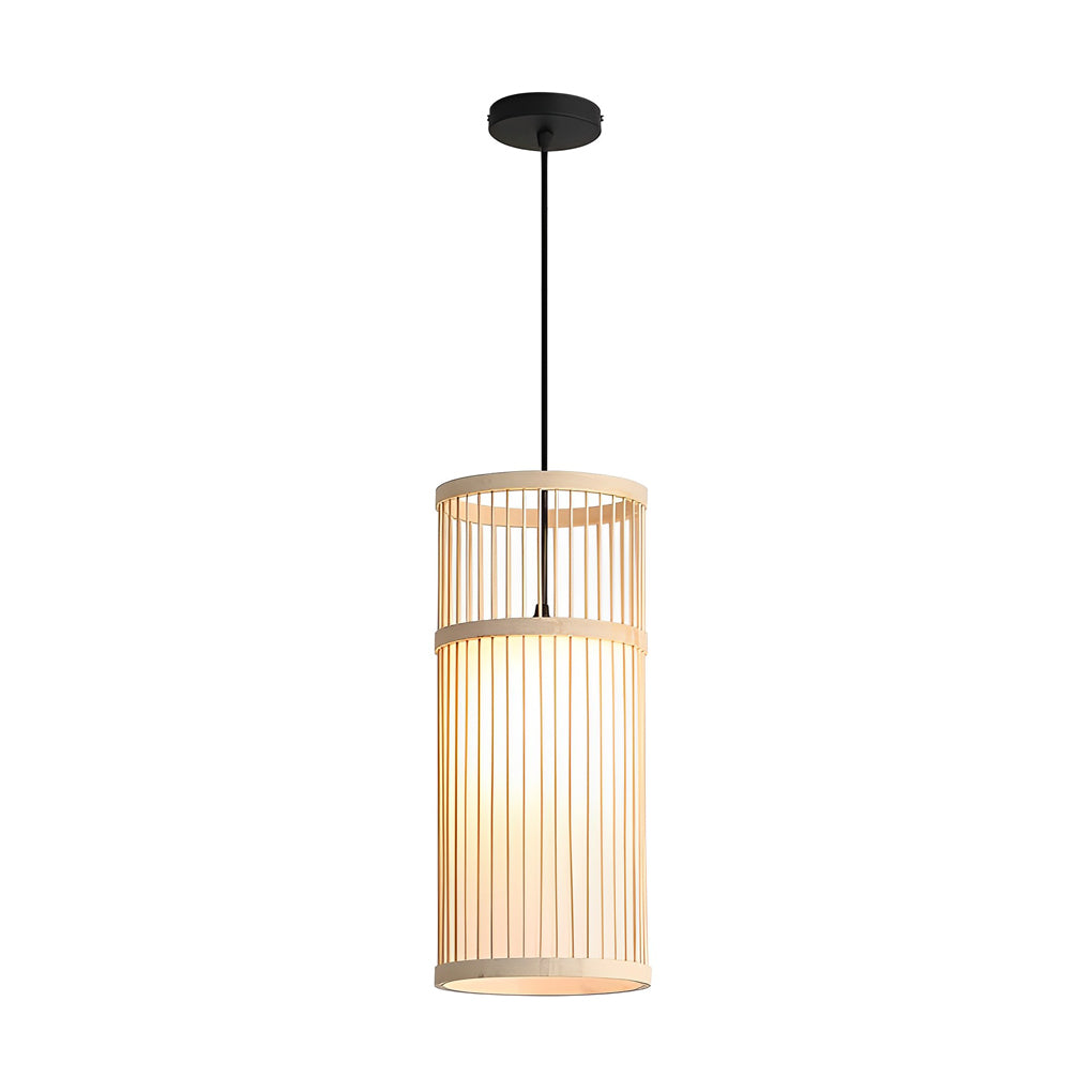 Hand-Woven Bamboo Pendant Light – Modern Farmhouse LED Ceiling Lamp