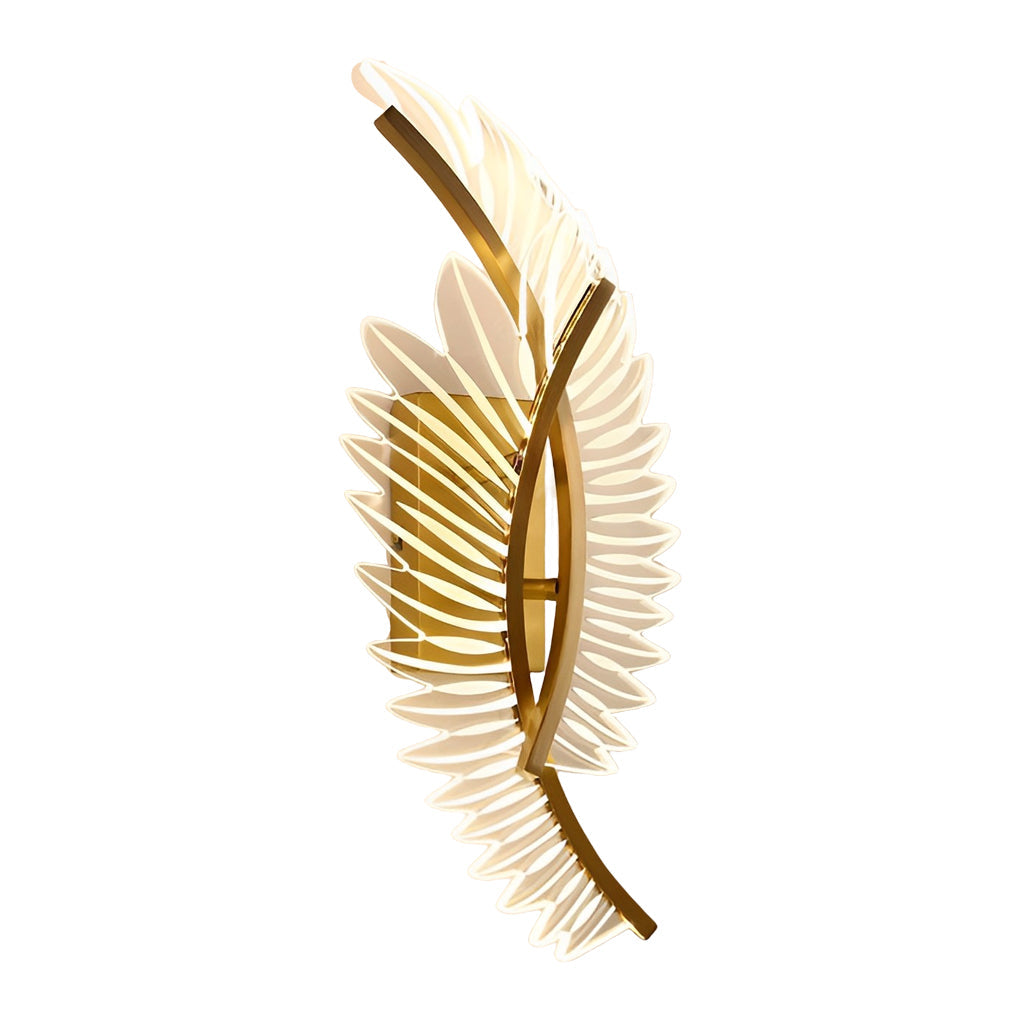 Feather Leaf LED Wall Sconce with 3-Step Dimming - Copper & Acrylic