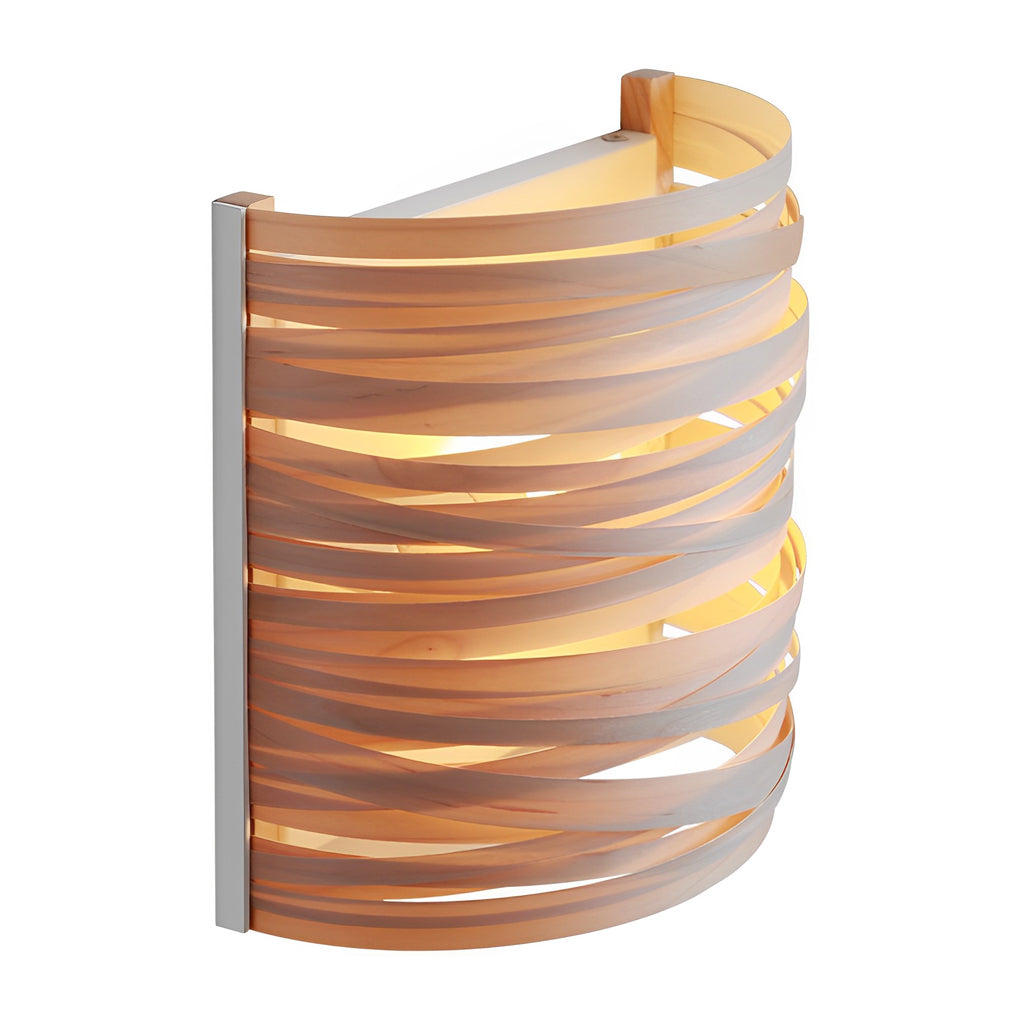 Handmade Wood Wall Sconce | Rustic Modern Semi-Cylindrical Design