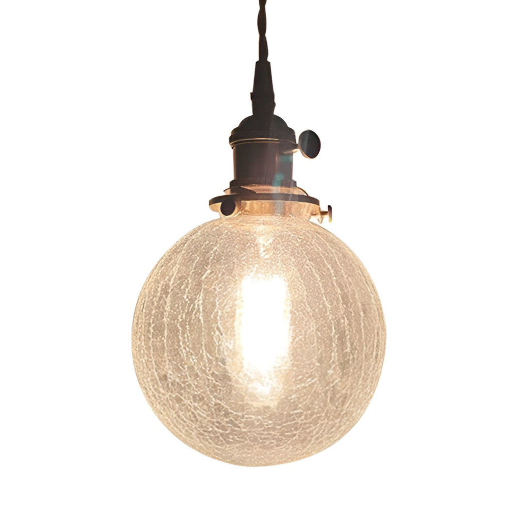 Spherical Glass Pendant Light with Cracked Pattern Design
