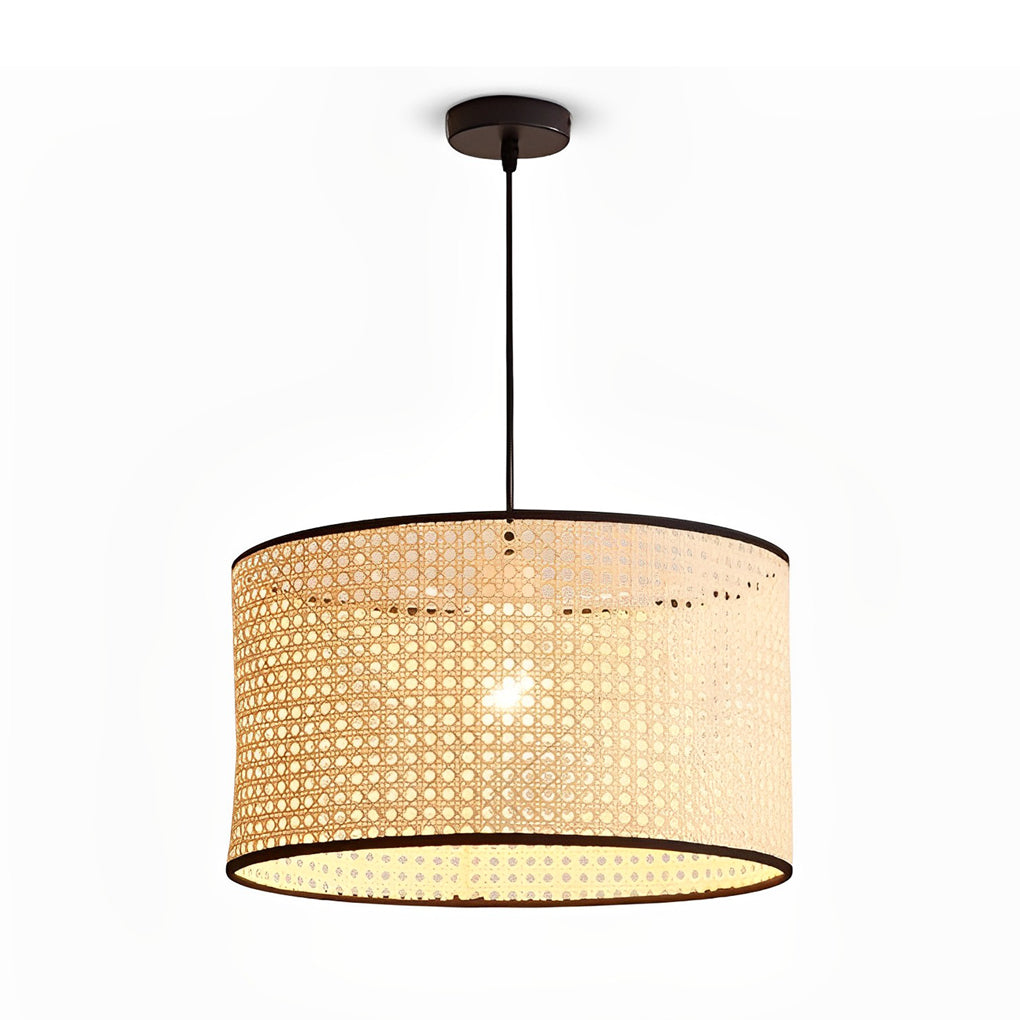 Farmhouse Round Bamboo Pendant Light - Woven Ceiling Fixture
