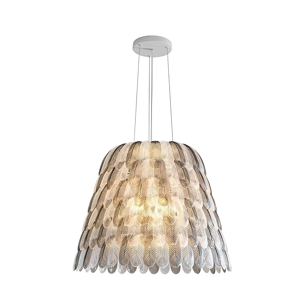 Modern Feather Chandelier with 3-Step Dimming - Acrylic Pendant