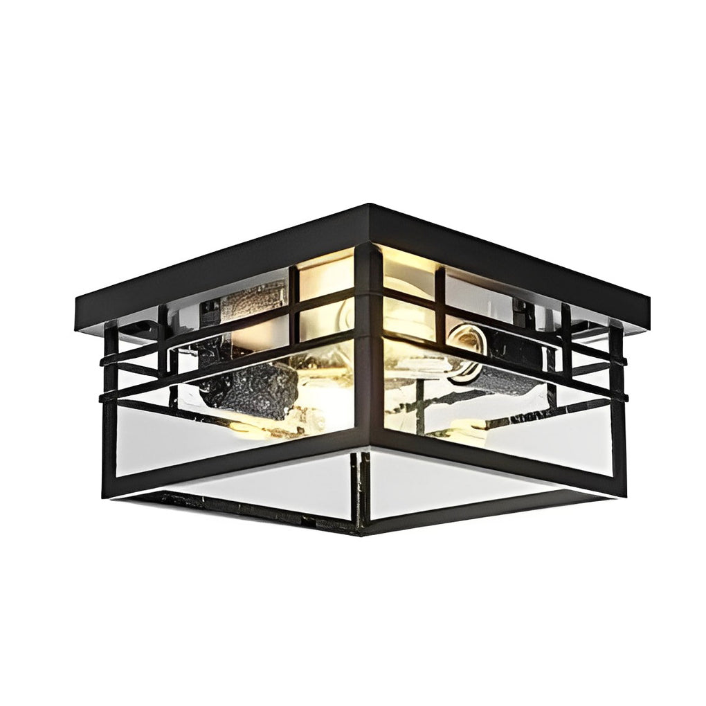 Waterproof Outdoor Flush Mount Ceiling Light in Black Aluminum