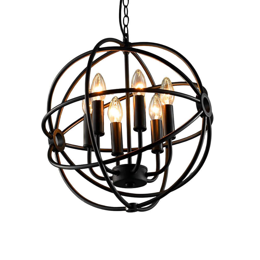 Retro Birdcage Iron Chandelier Pendant Light | Matte Black