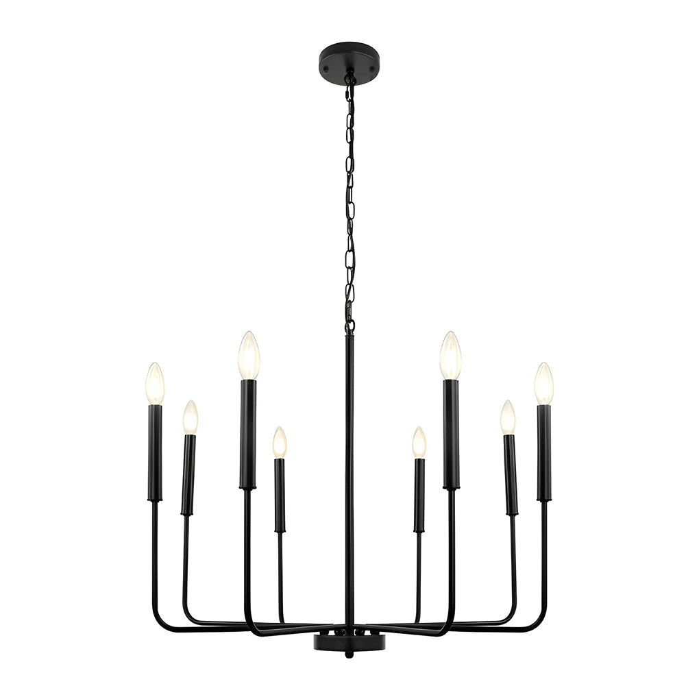 8-Light Industrial Chandelier with LED Three-Step Dimming