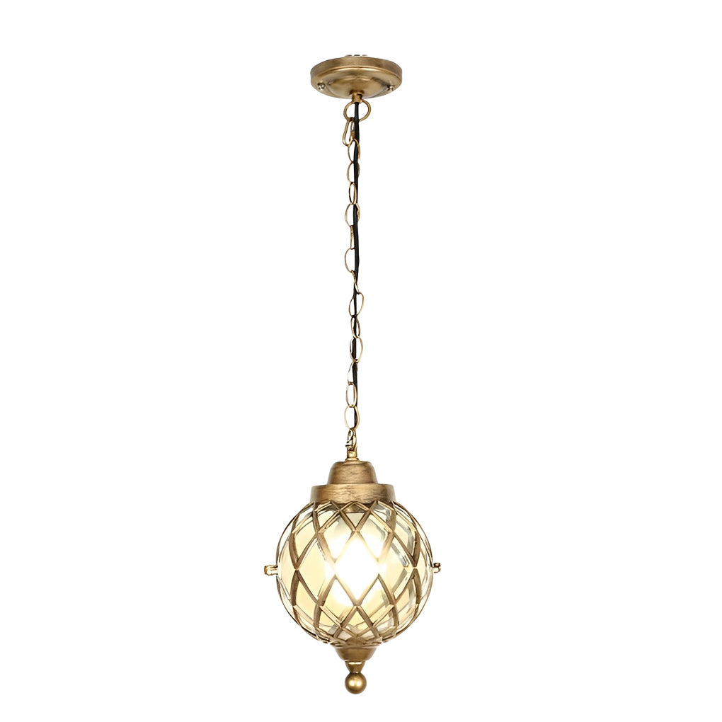 Tea Glass Globe Outdoor Pendant Light Modern Aluminum Lantern