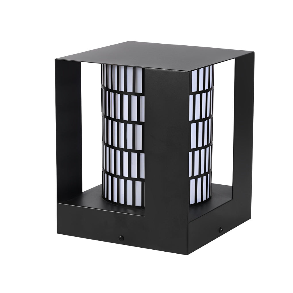 Lattice Panel Cylinder LED Outdoor Landscape Light in Black