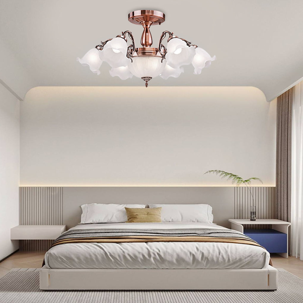 8-Light Traditional Chandelier with Electroplated Glass Shades