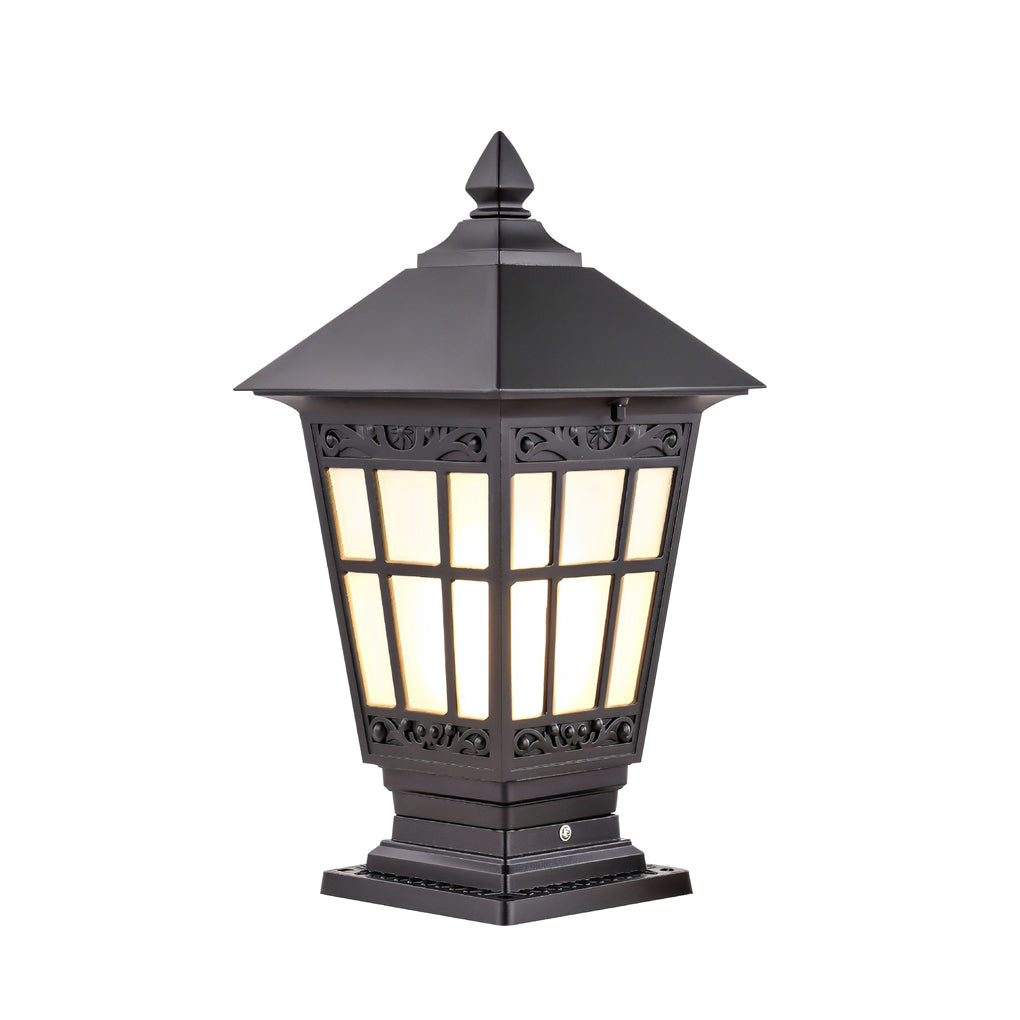 Solar LED Post Cap Light - Aluminum & Glass - Retro Modern Brown