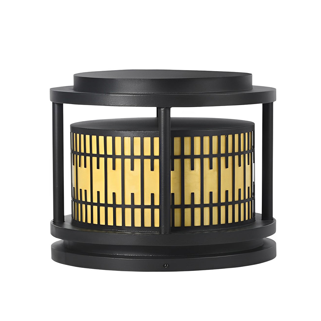 Modern Solar Fence Post Light with Retro Pattern - Waterproof LED