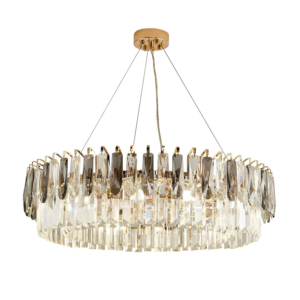 Double Layer Crystal Chandelier – Modern Gold Electroplated Metal
