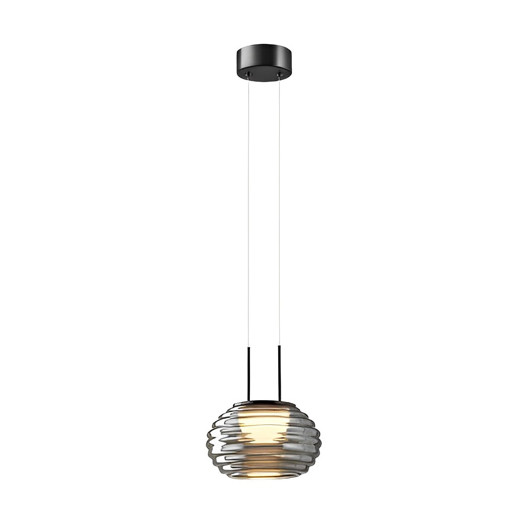 Smoke Gray Glass Ball Pendant Light Modern LED Island Lighting