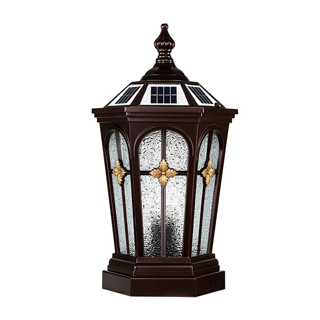 Solar Post Light Modern Aluminum Glass Outdoor Fence Lamp