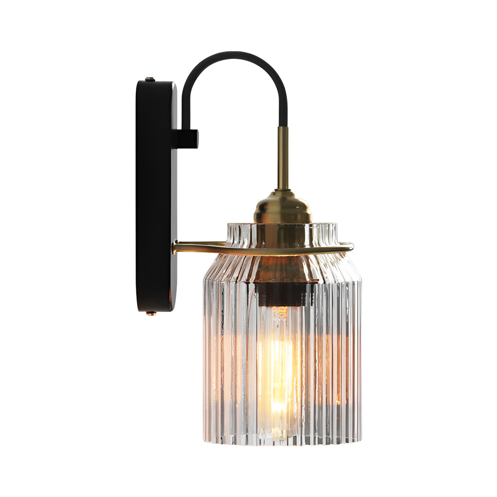 Modern Wavy Glass Wall Sconce with Gold Metal Frame
