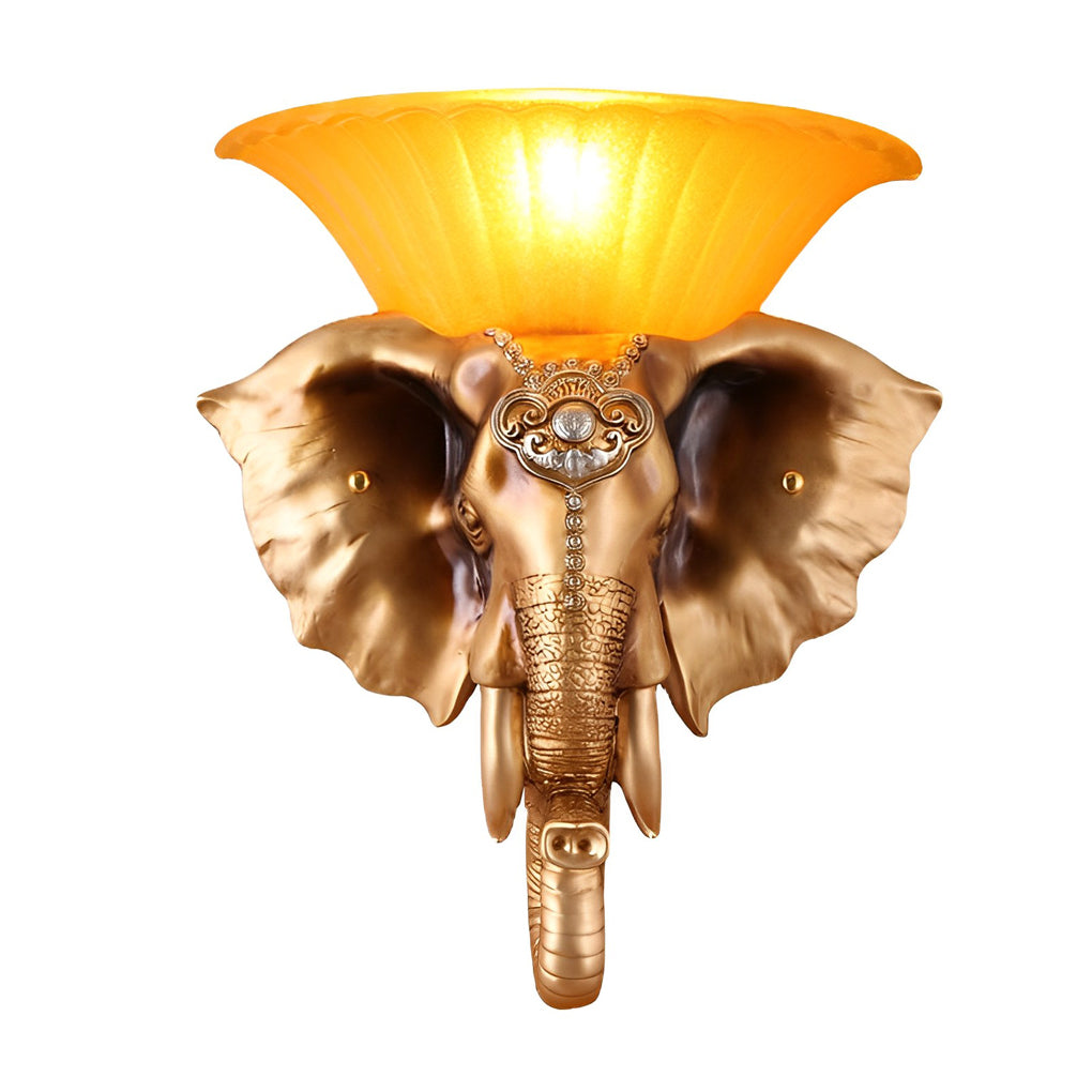 Elephant Resin Wall Sconce with Glass Shade – Modern Luxury Lighting