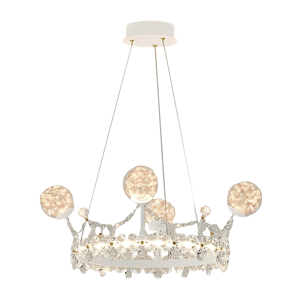 Modern Crystal Glass Chandelier with Flower Decor & 3-Step Dimming
