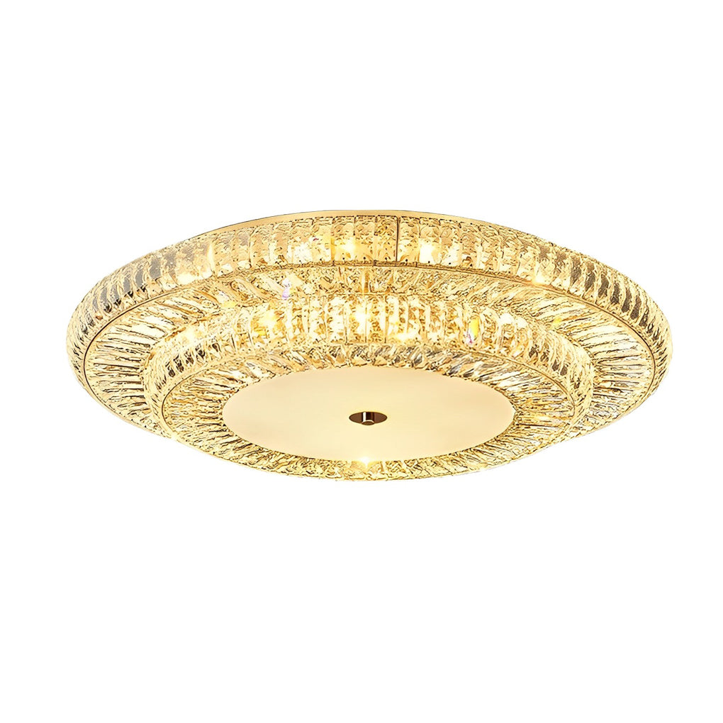Crystal Glass Flush Mount Ceiling Light with 3-Step Dimming