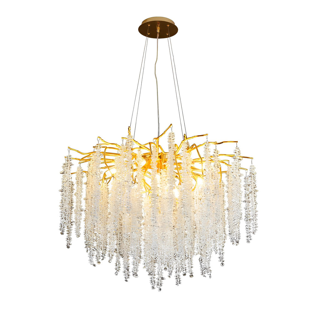Crystal Branch Chandelier Modern 3-Step Dimming Aluminum Pendant