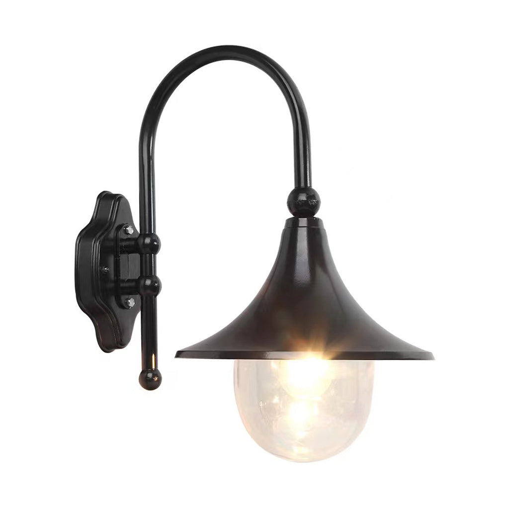 Trumpet Shaped LED Outdoor Wall Lamp Black Industrial Vintage