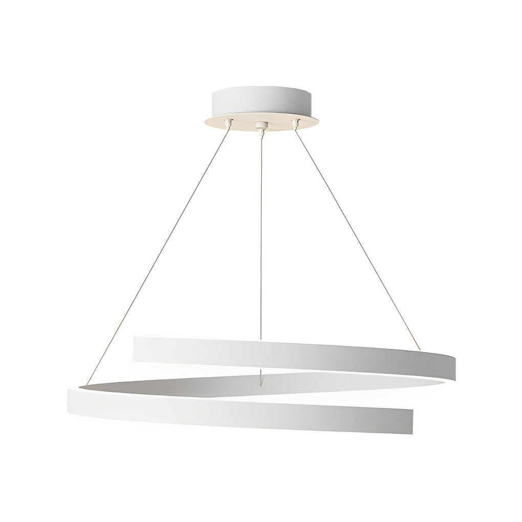 Modern White LED Chandelier with 3-Step Dimming & Rotating Rings