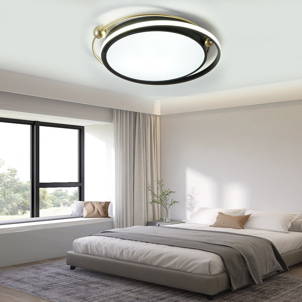 Geometric Circles LED Flush Mount Ceiling Light Black Nordic