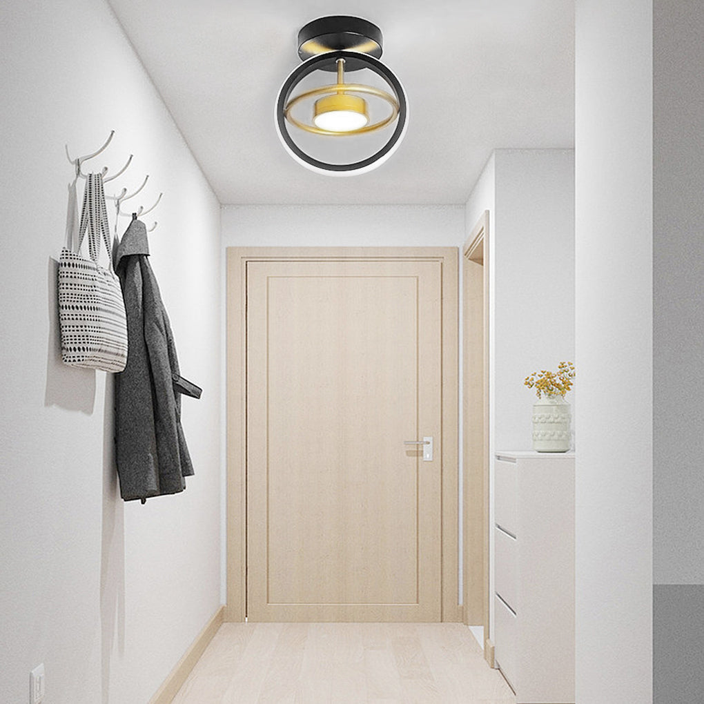 Modern Geometric LED Flush Mount Ceiling Light - Dimmable Entry