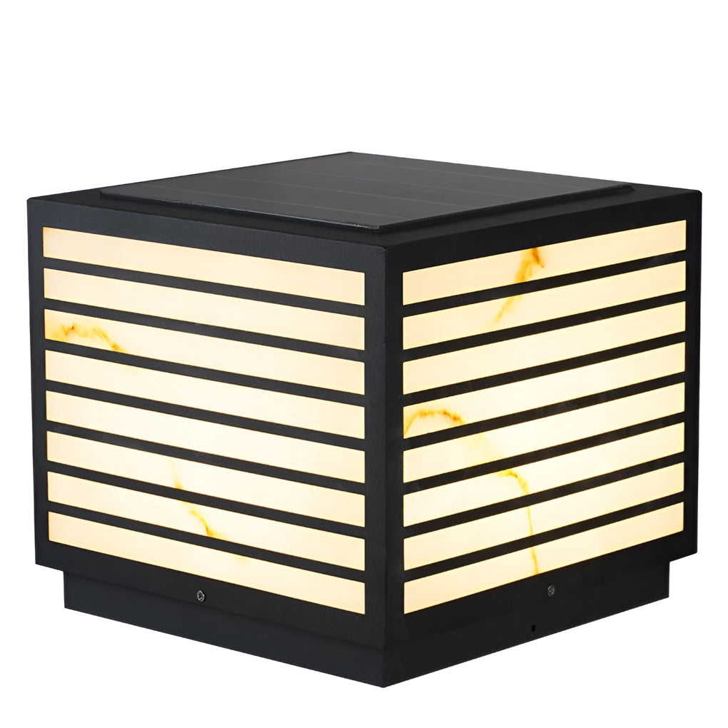 Modern Square Solar LED Outdoor Post Light | Dual Power IP65