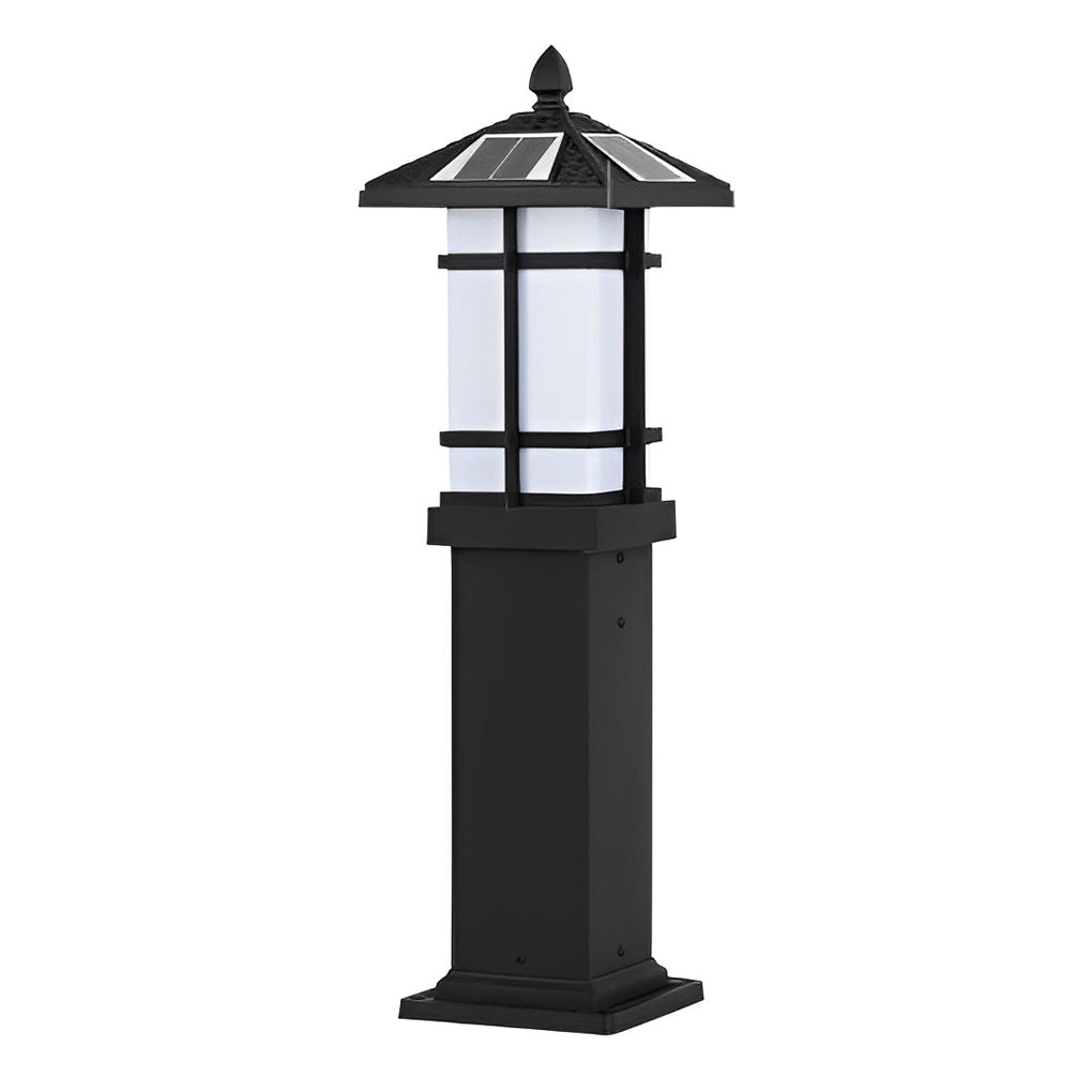 Modern Solar LED Bollard Light with Asian-Inspired Design