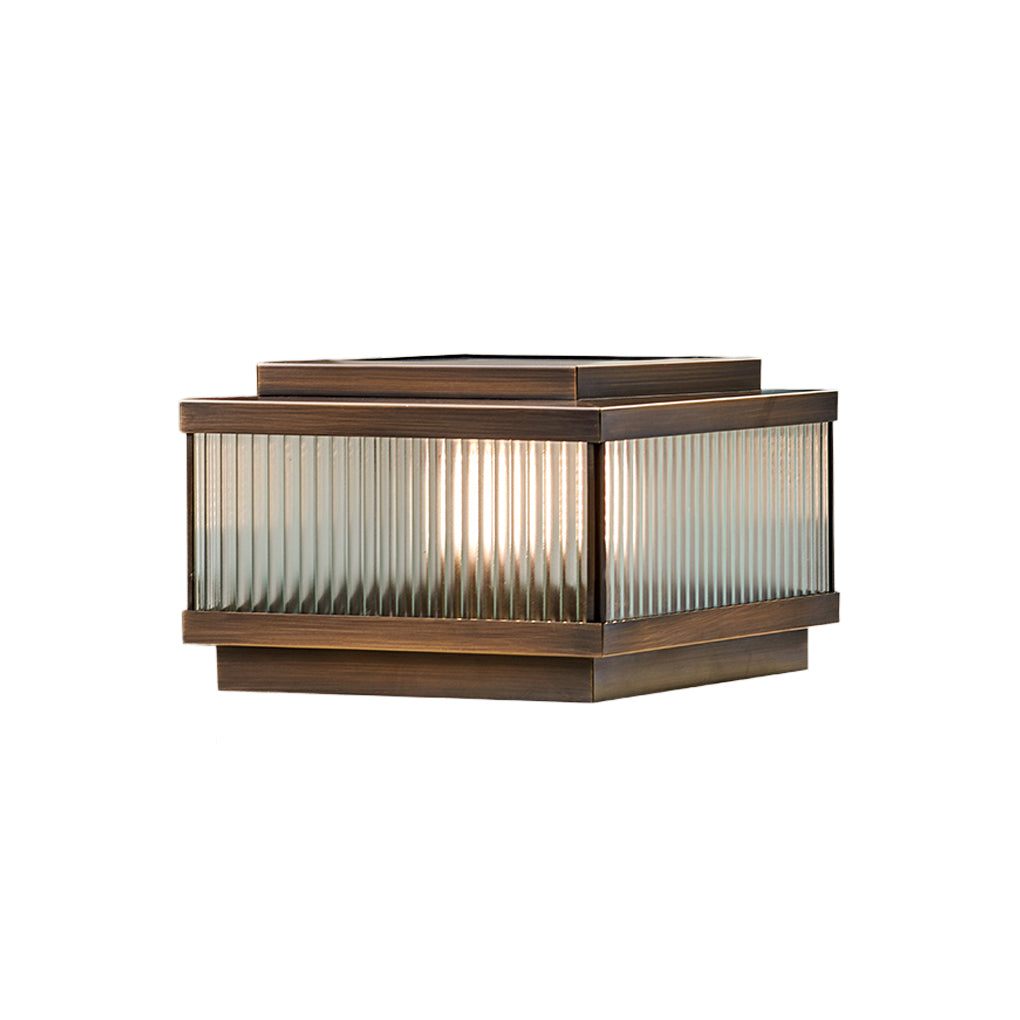 Modern Solar Fence Post Light - Copper & Glass Outdoor Lighting