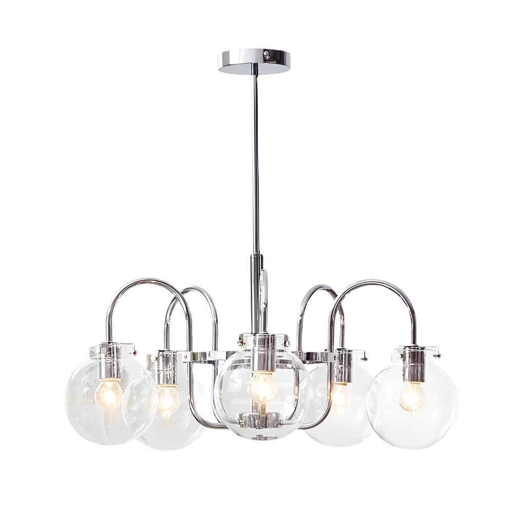 Glass Ball Curved Arm Chandelier - Modern Nordic Pendant Light