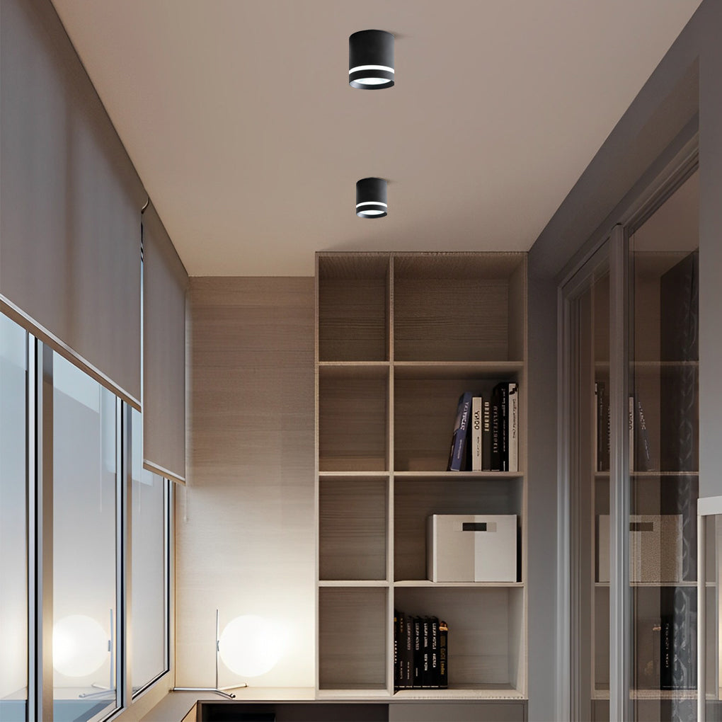 Modern Cylindrical LED Flush Mount Ceiling Light - Aluminum & Acrylic