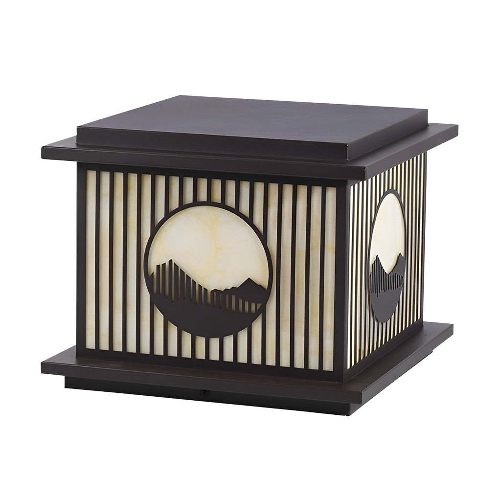 Modern Solar LED Pillar Lamp with Mountain Scenery Design