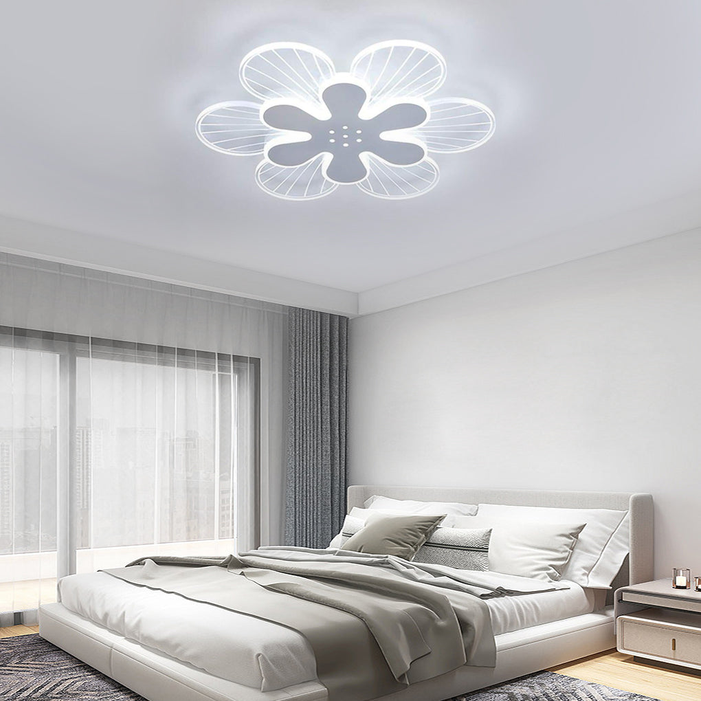 Modern Floral LED Flush Mount Ceiling Light White Metal Acrylic