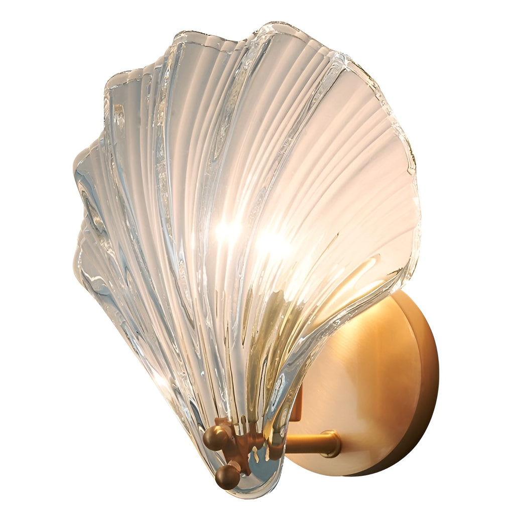 Fan-Shaped Glass Wall Sconce with 3-Step Dimming LED Light