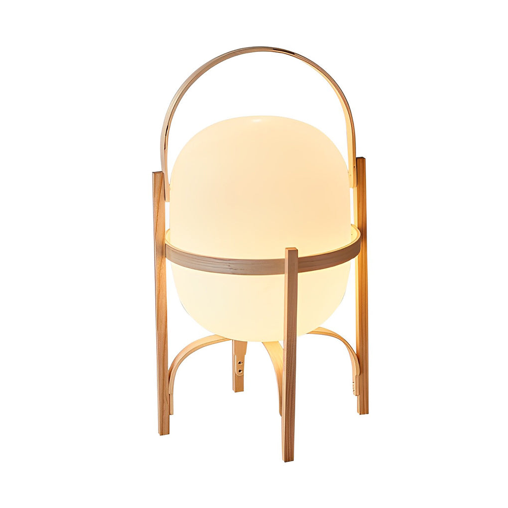 Modern Nordic Wood Frame Table Lamp with Glass Globe Shade