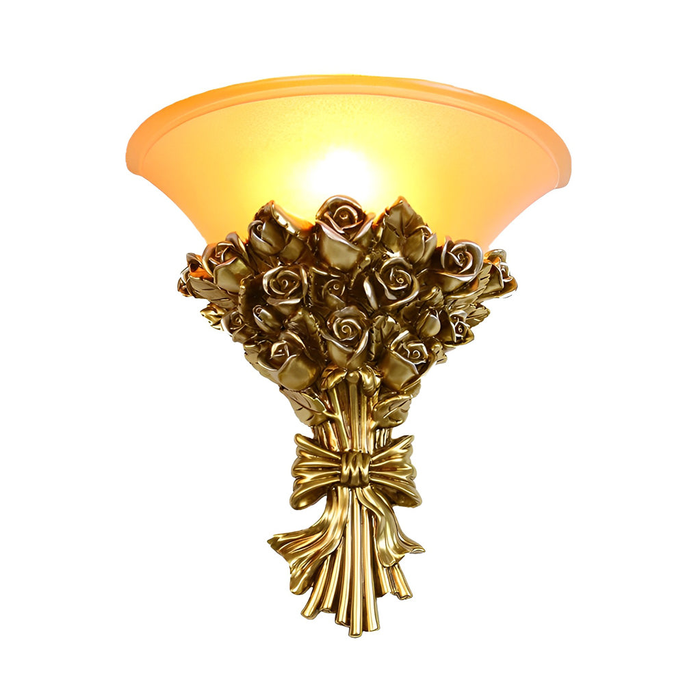 Rose Bouquet Resin Glass Wall Sconce Modern European Lighting