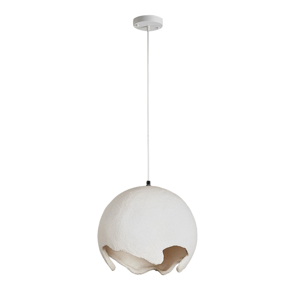 Modern Irregular Ball Pendant Light - Creamy White Resin & Iron