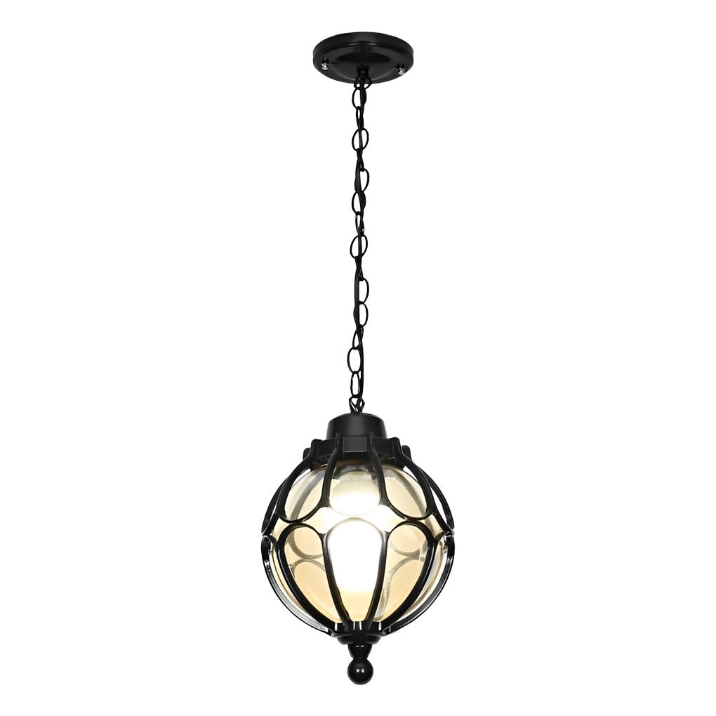 Glass Ball Outdoor Pendant Light | Waterproof Aluminum Chandelier
