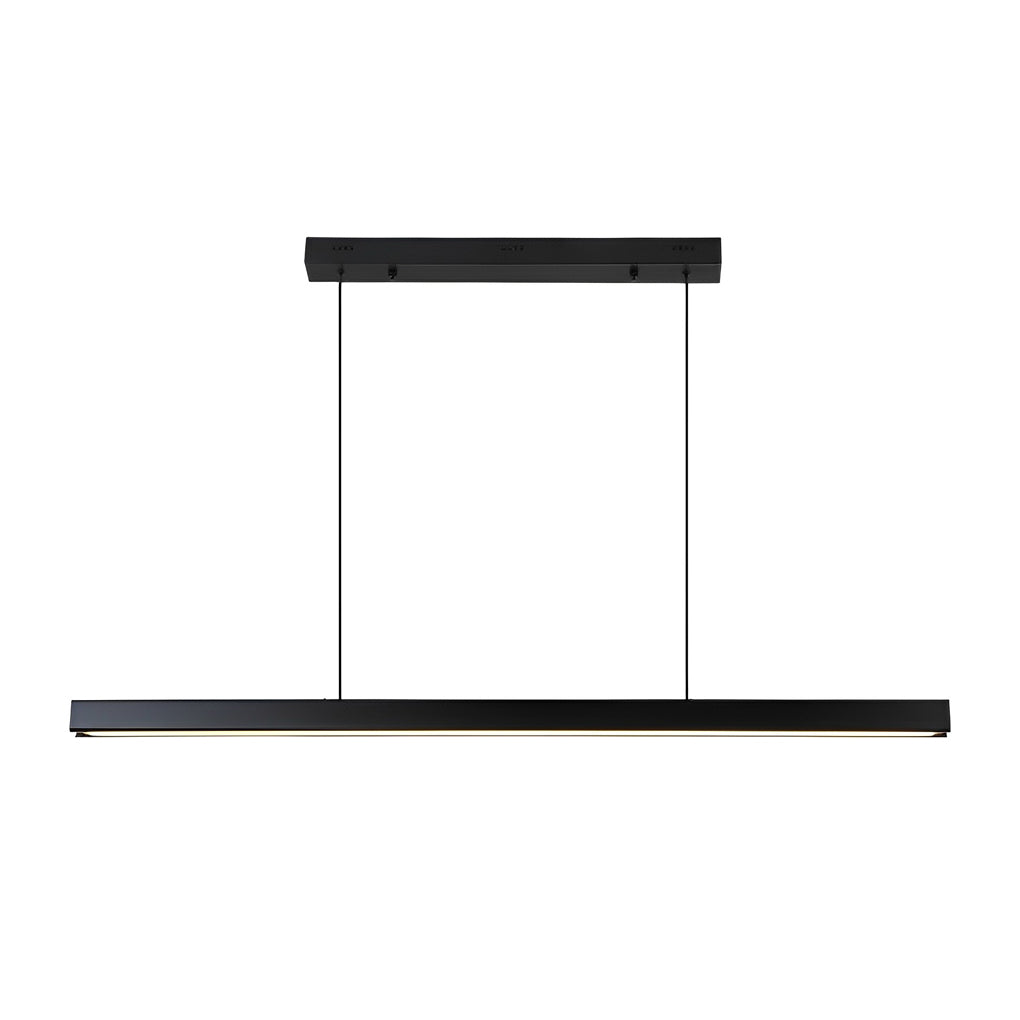 Modern Linear LED Pendant Light - Black Aluminum Dimmable Strip
