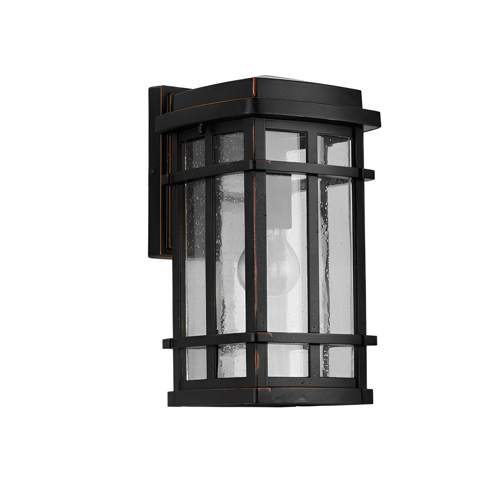 Modern Outdoor Wall Light with Bubble Glass Shade & Aluminum Frame