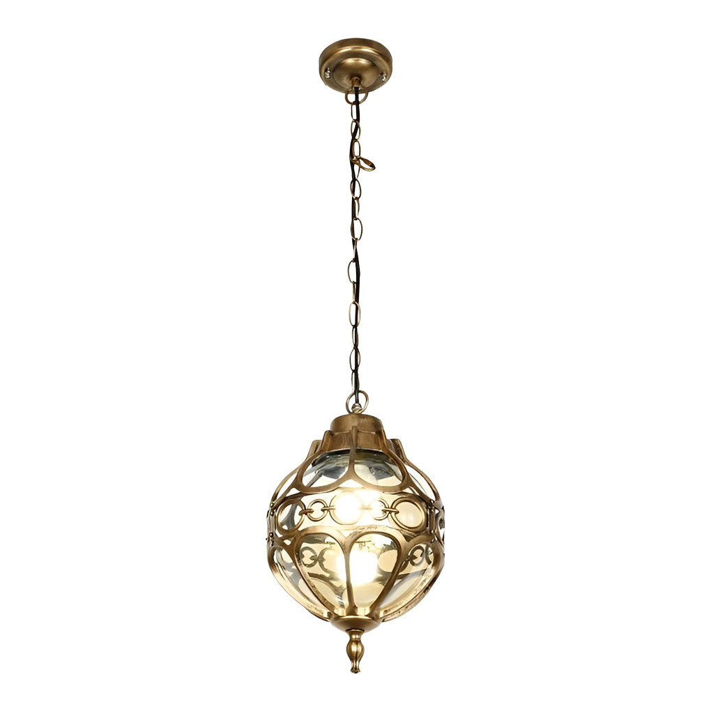Waterproof Glass Ball Outdoor Pendant Light - Aluminum Frame